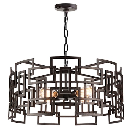 Cwi Lighting Litani 4 Light Down Chandelier With Brown Finish 9913P25-4-205